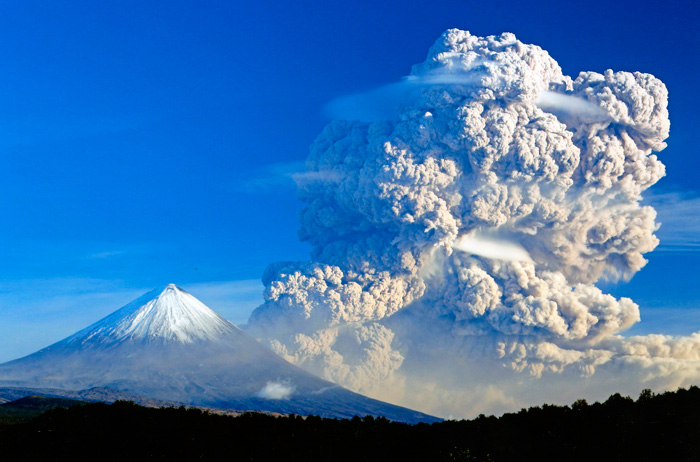Ash column in Kamchatka.