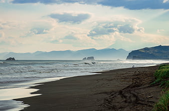 Black sand beach