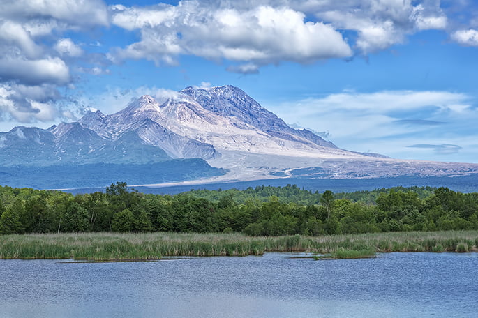 the slopes of Shiveluch volcano