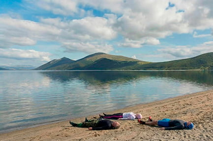 savasana on the lakeshore